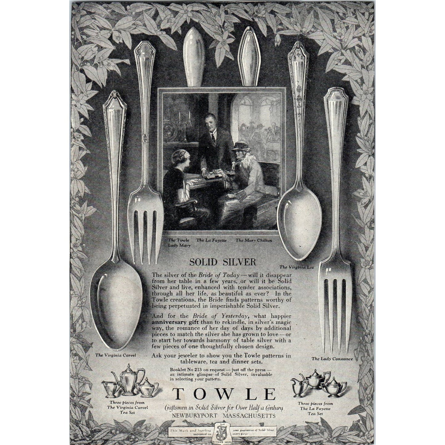 c1920 Harper's Magazine Ad - Towle Silverware Newburyport MA TF6-1