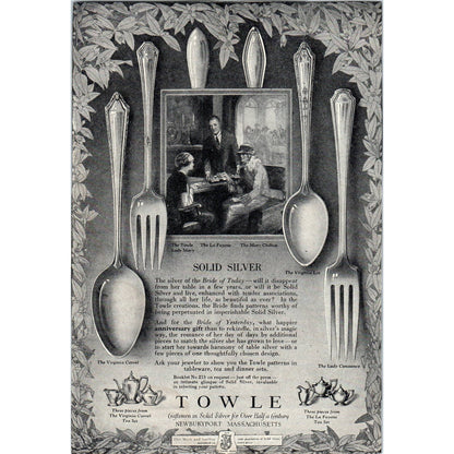c1920 Harper's Magazine Ad - Towle Silverware Newburyport MA TF6-1