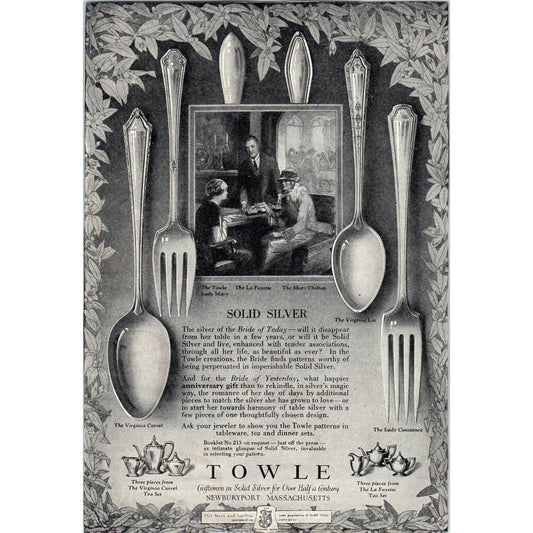 c1920 Harper's Magazine Ad - Towle Silverware Newburyport MA TF6-1