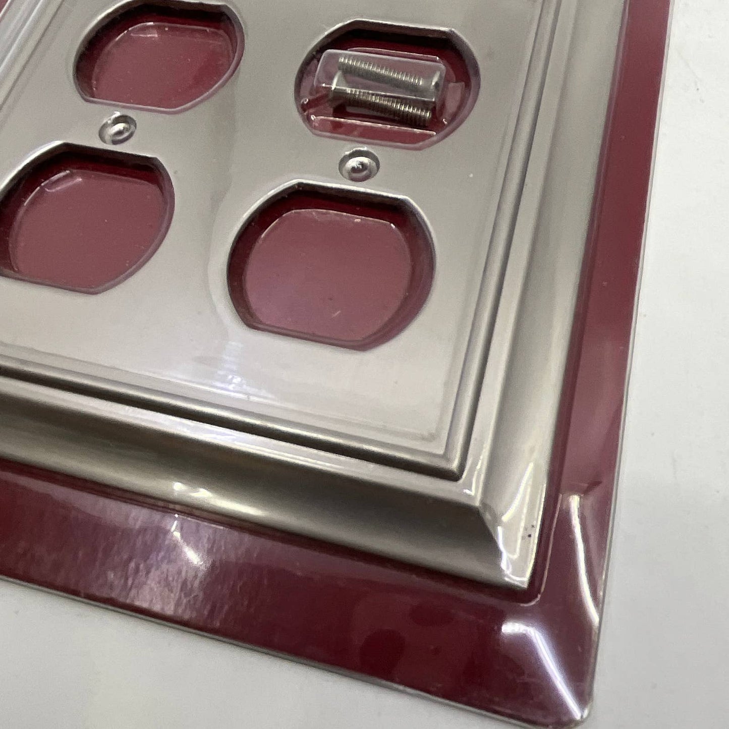 Brushed Satin Nickel Double Outlet Cover Wall Plate TI4