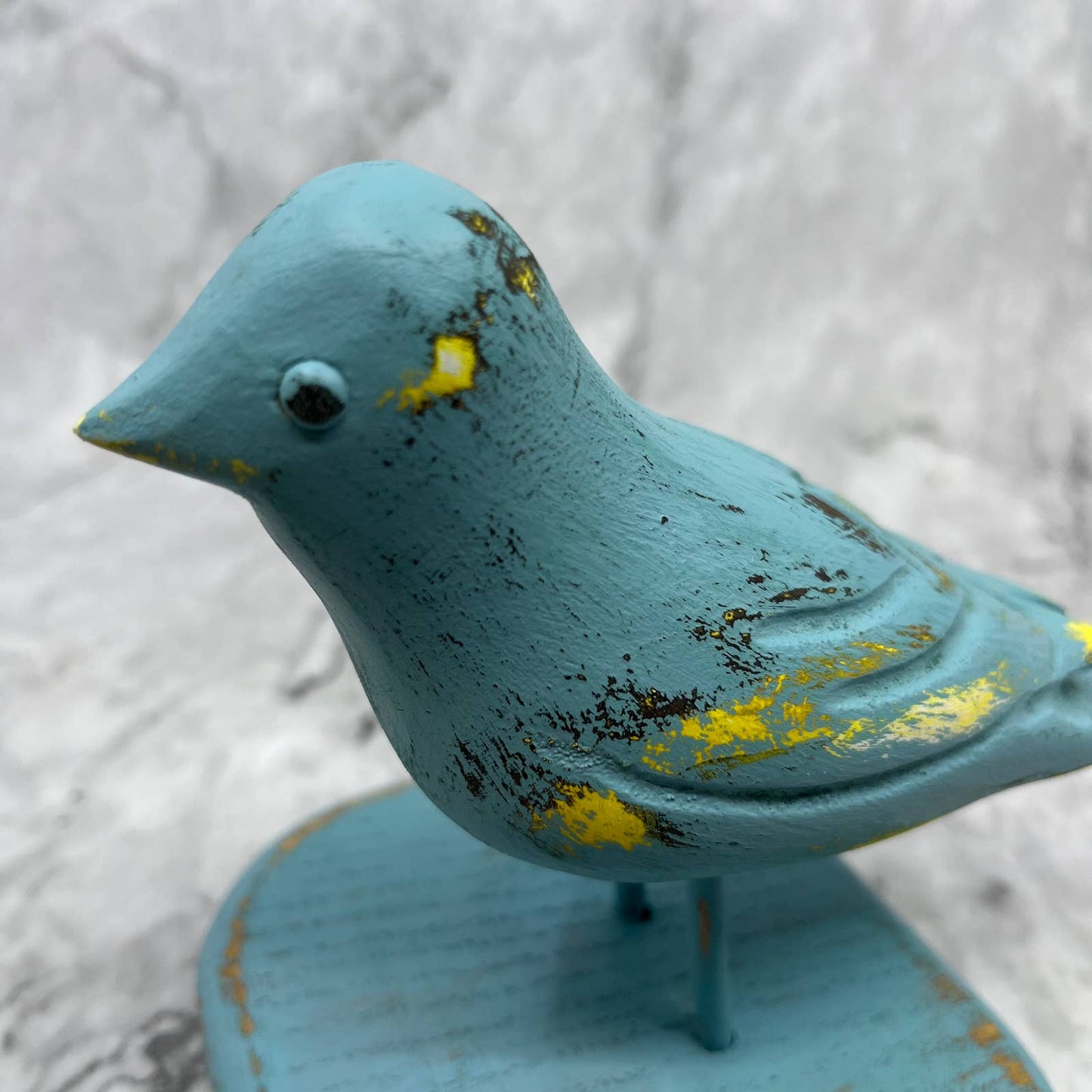 Vintage Hand Carved Painted Teal Bird Sculpture Figure Jerry Pierson 6x6” TJ6