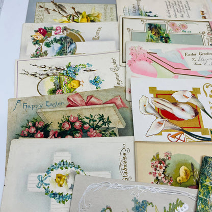 Antique 1900-30 Huge 23pc Easter Post Card Lot Embossed Gilt Dresden TD1-E