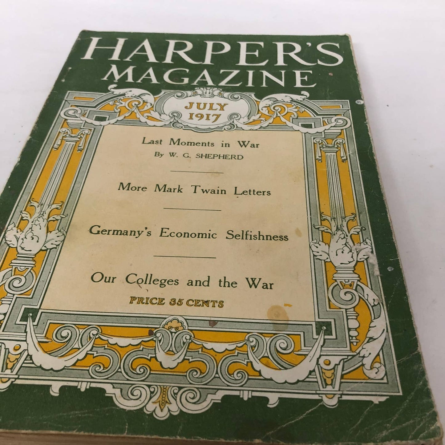 Harpers Monthly Magazine July 1917 Mark Twain Letters WWI Many Ads