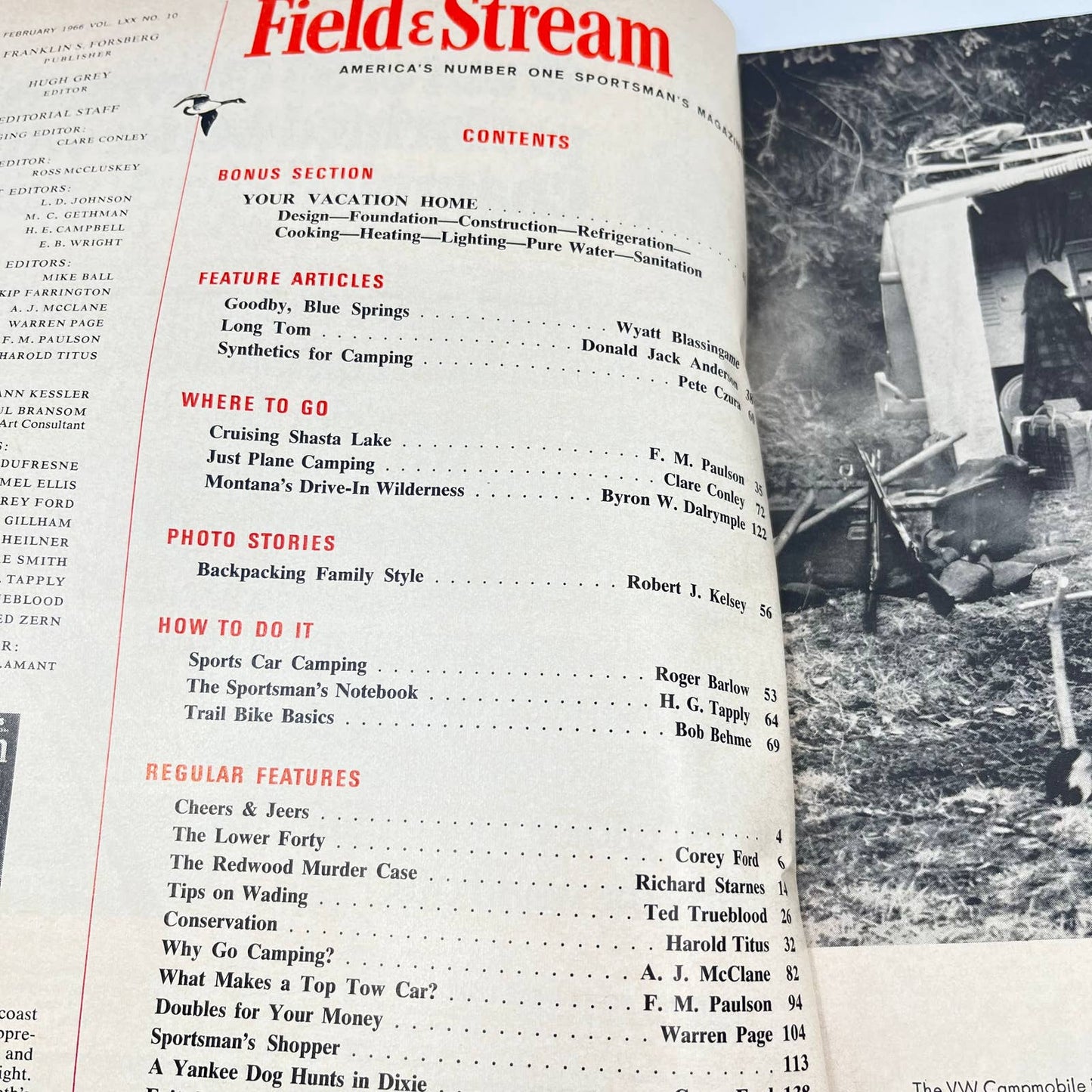 1966 Feb Field & Stream Magazine Small Plane Camping Trail Bikes Backpacking TE8