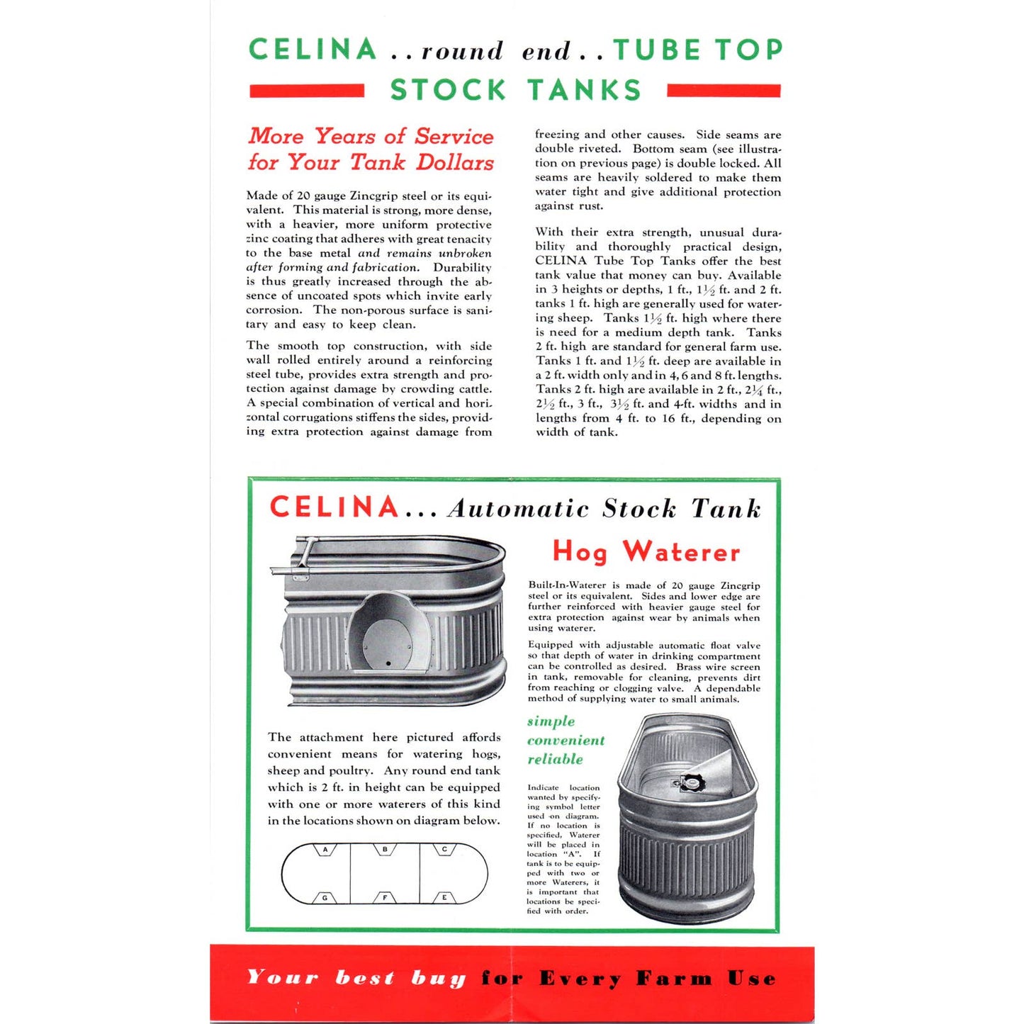 1950s Celina Steel Stock Tanks Advertising Brochure Celina Mfg Co Ohio SE5