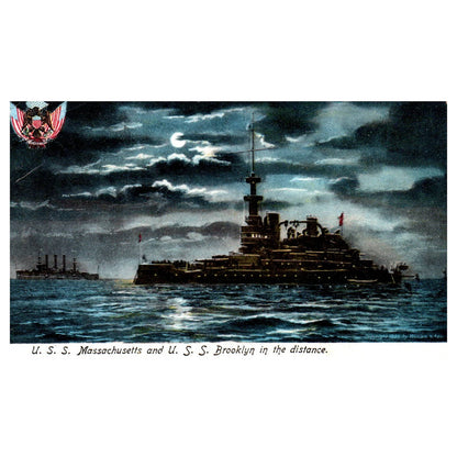 USS Massachusetts & USS Brooklyn Collection  - Original Postcard TJ8-5