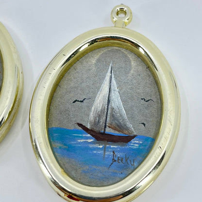 VTG Miniature Original Nautical Painting Set of 2 SD2