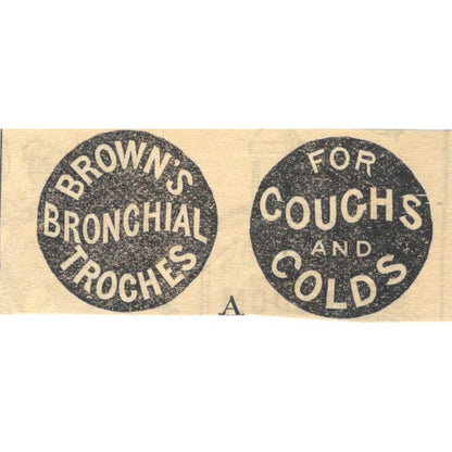 Brown's Bronchial Troches for Coughs & Colds - Ad 1878 Original TJ7-L2-3