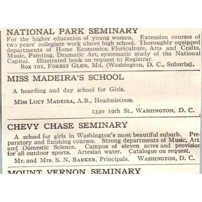 c1920 Harper's Magazine Ad Walnut Lane School S. Edna Johnson Philadelphia EA3-2