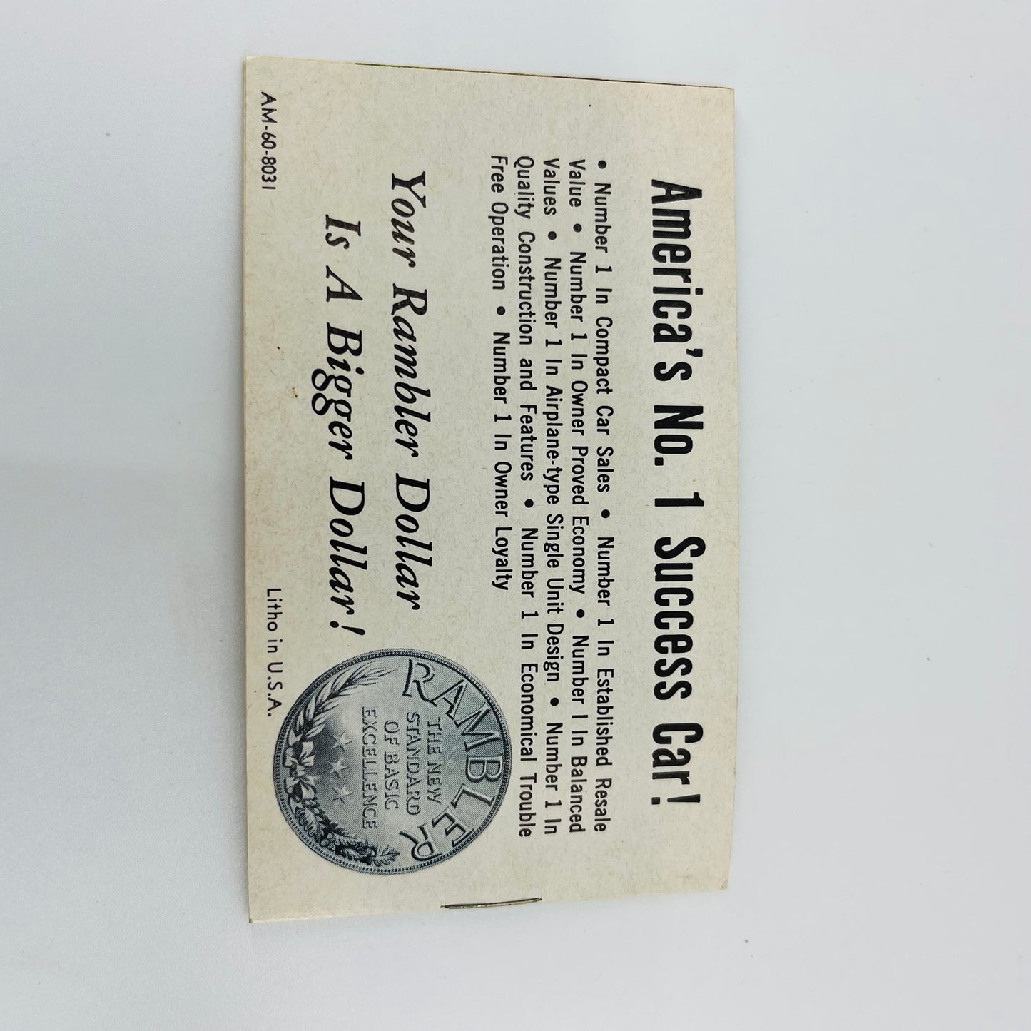 1960 American Motors AMC Rambler Pocket Size Sales Brochure Original AK7-M7