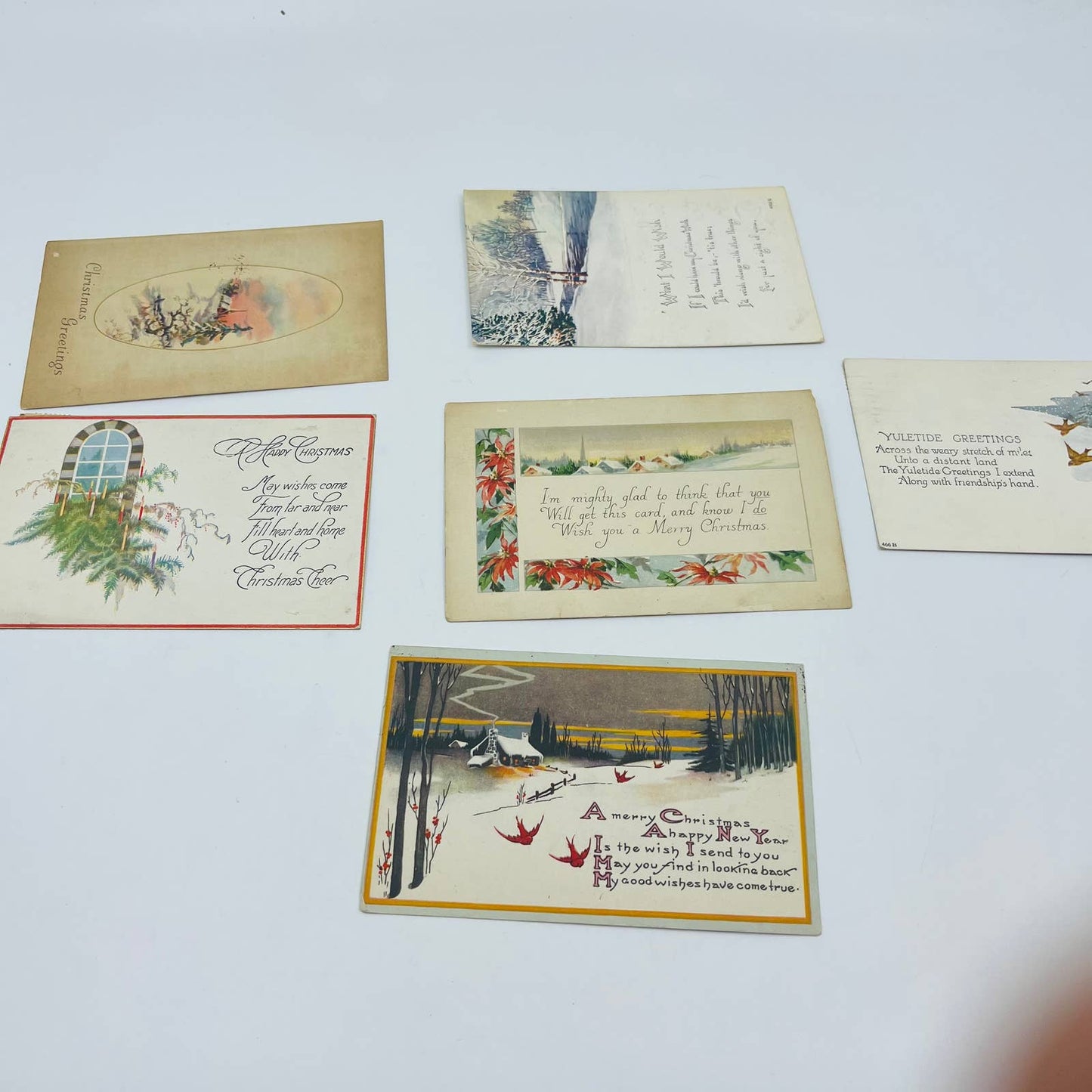 Antique 1900-30 Huge 22pc Christmas Post Card Lot Embossed Gilt Dresden TD1-4