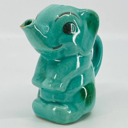 Vintage 1940s Hand Painted Teal Blue Elephant Creamer Pitcher 5.5” TB7