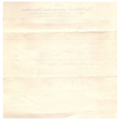 1949 The National Laboratories Corp Bill to Dr L.B. Bailey Kendallville IN AD8-3