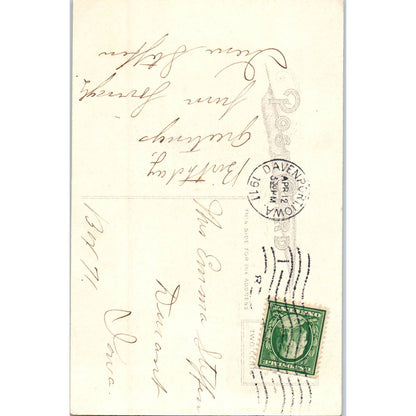 Beautiful Lady Wearing Large Straw Hat Sketch 1911 Original Postcard TK1-P15