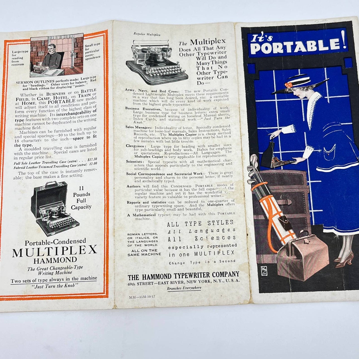 1917 Hammond Multiplex Portable Condensed Typewriter Brochure SD3