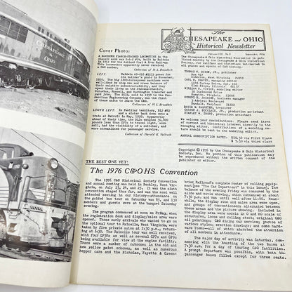 1976 Sept Chesapeake and Ohio Historical Newsletter C&O RR Thomas Dixon WV M1-2