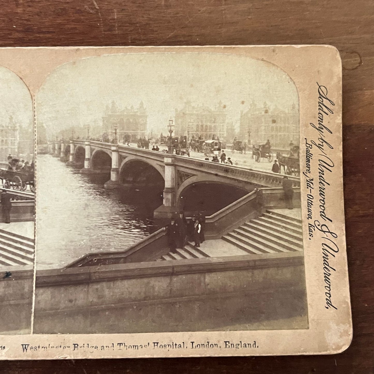 Westminster Bridge & Thomas' Hospital London England Antique Stereoview TJ9-V2
