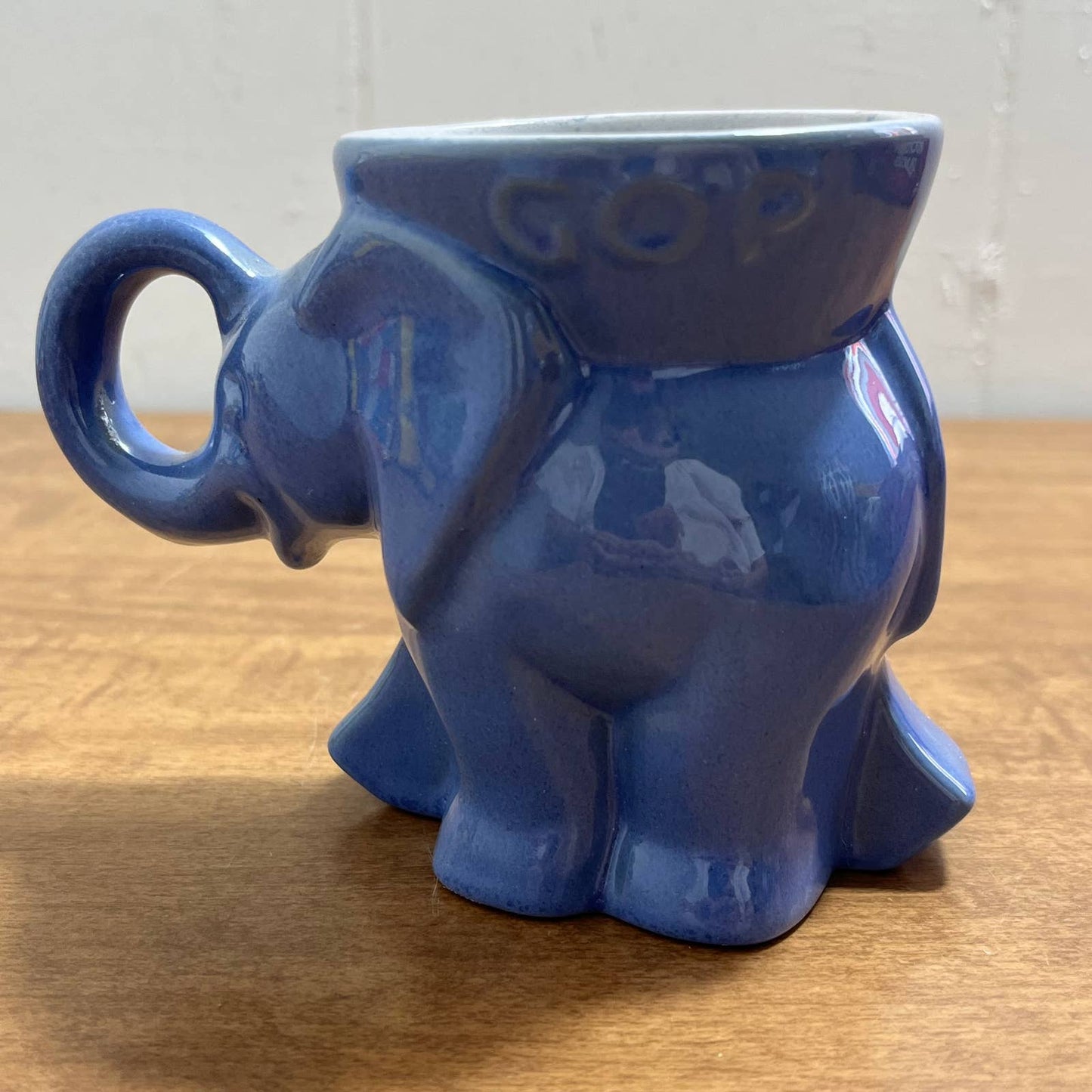 Vintage 1970 Frankoma Republican GOP Elephant Political Mug Blue Glaze Nixon TB7