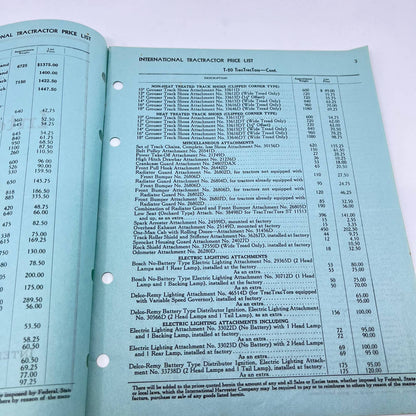 1938 International Harvester TracTracTors and Attachments Price List TF8