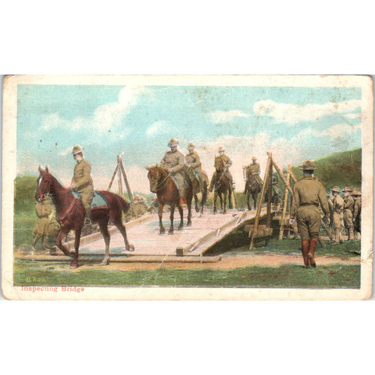 Army Cavalry Inspecting Bridge - Original Postcard TJ7-RP1