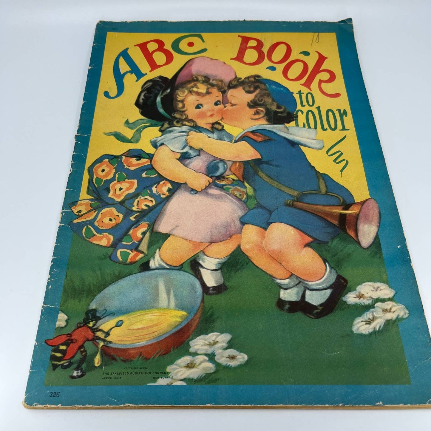 1940 Jumbo Coloring Book ABC Book To Color Saalfield Akron Ohio TB4