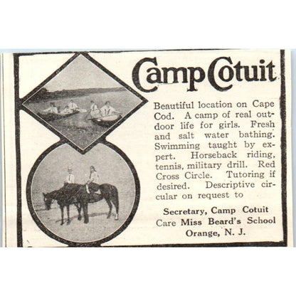 c1920 Harper's Ad Tall Pines Camp for Girls Evelina Reaveley Gloucester EA3-1