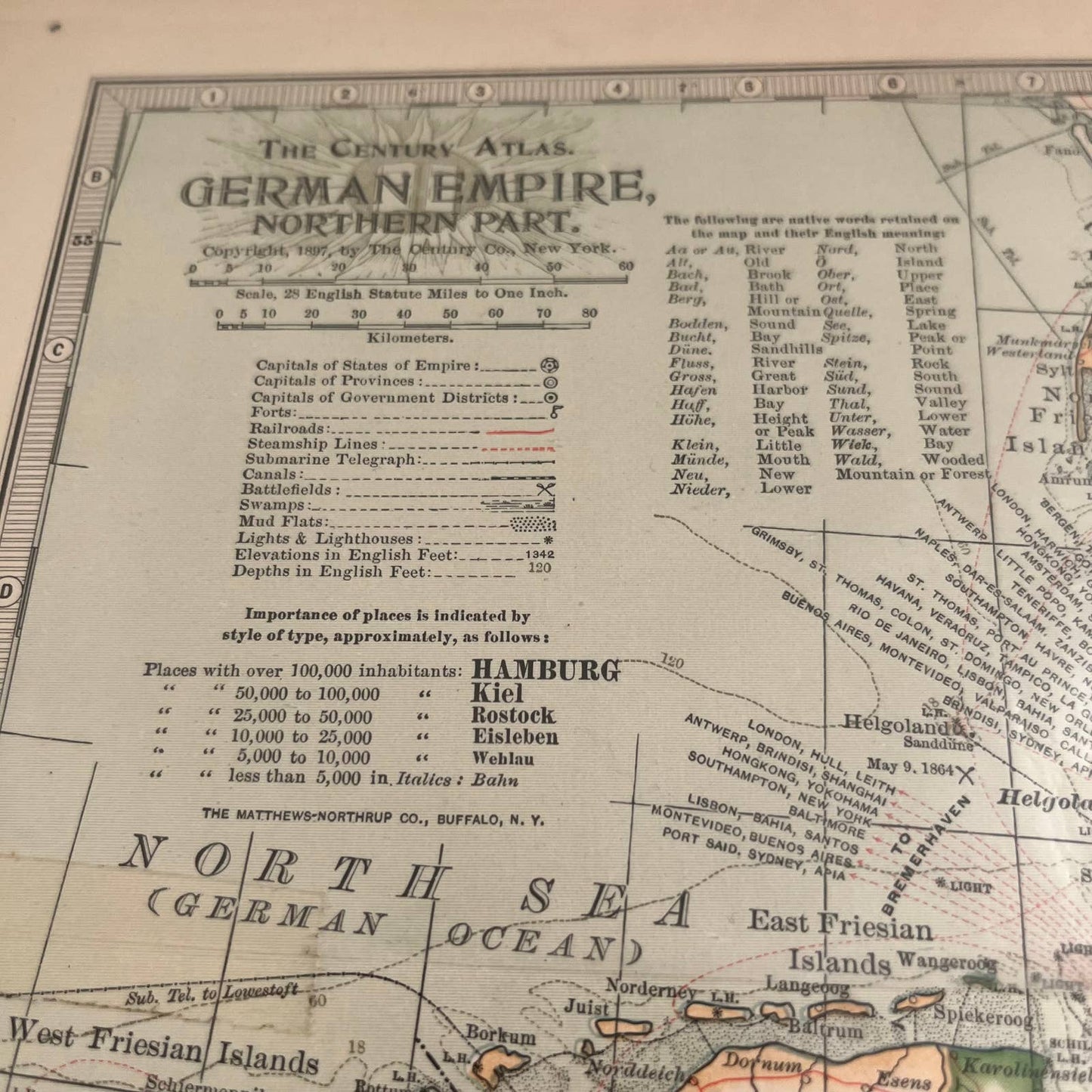 1897 Century Atlas Map of NORTHERN GERMAN EMPIRE PRE WWI Engraved 12.5x17 FL5