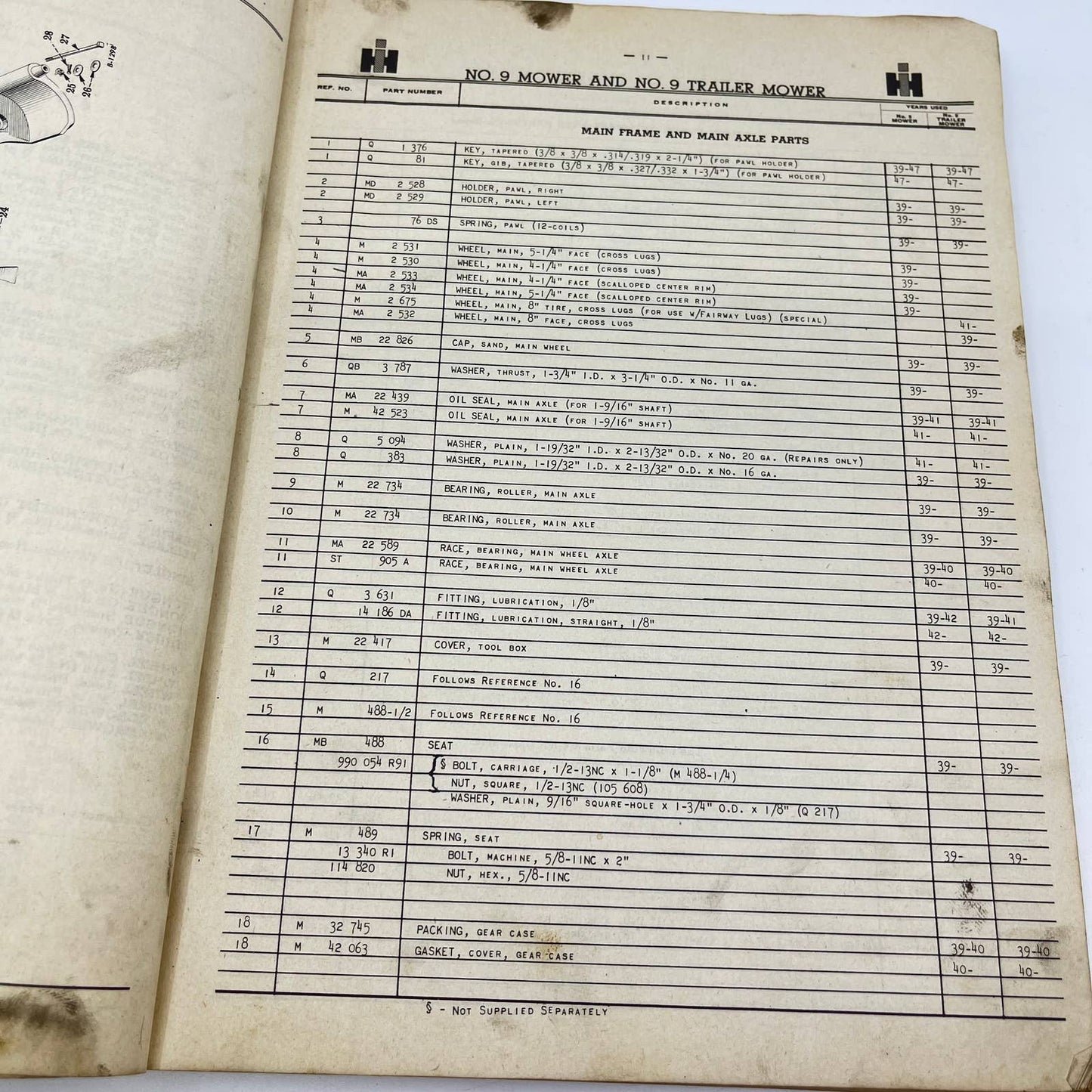 Original McCormick MR-2 Parts Catalog Mowers Knife and Tool Grinders IH TF8