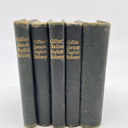 Antique Lot of 5 Collins Pocket Multilingual Dictionaries TF3
