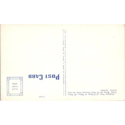 Airplane View of College Mines El Paso Texas Original Postcard TK1-21