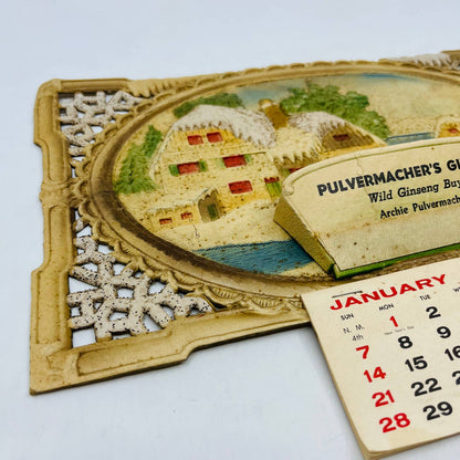 1973 Die Cut Embossed Calendar Pulvermacher Ginseng Buyer Richland Center WI TD3