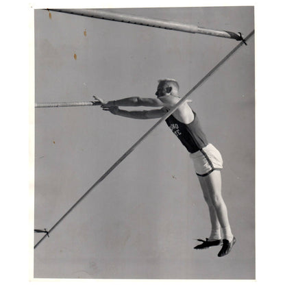 1950s Original Press Photo Track Pole Vault Dick Hibner Fresno State 8x10" AD2