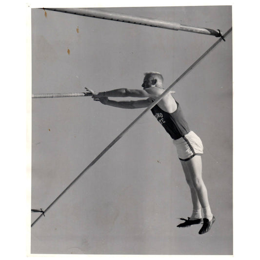 1950s Original Press Photo Track Pole Vault Dick Hibner Fresno State 8x10" AD2