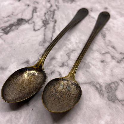 Antique Conn Silver Co Flatware 7.5"?Long Iced Tea Spoons Set of 2 SA2