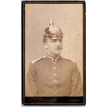 c1880 German Military CDV Cabinet Photo L.O. Grienwaldt Bremen Spiked Helmet EA3