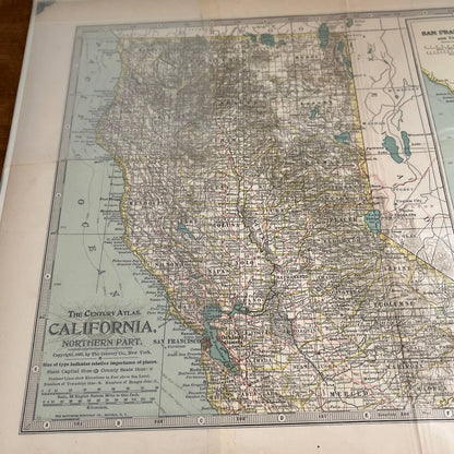 Antique 1897 The Century Atlas Map of CALIFORNIA SET OF 2 Engraved 12.5x17 FL5