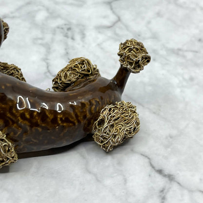 1950s Brown Spaghetti Poodle Dog Porcelain 4x3 TJ1