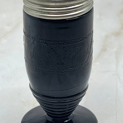 Hazel Atlas Black Onyx Ovide Depression Glass Salt & Pepper Shaker 1930s TC5-S1