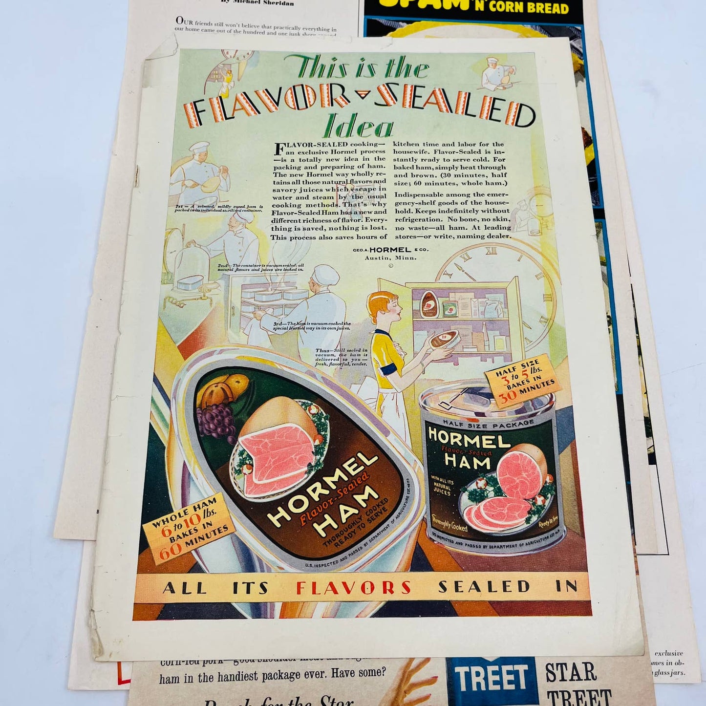 1939-60 Set of 7 Potted Meat Hormel Span Prem Treet Armour Original Print Ad TA8