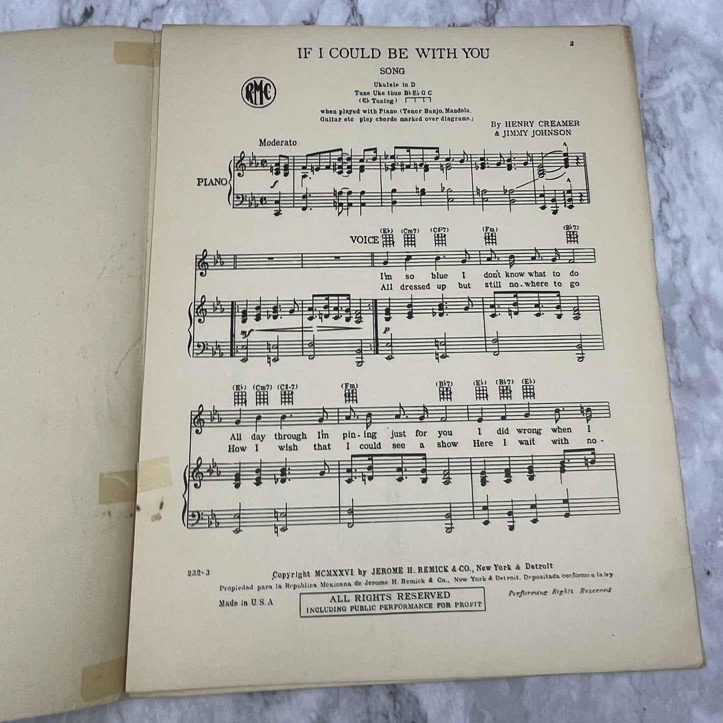 If I could Be With You Florence Richardson 1926 Sheet Music TK2-SM4