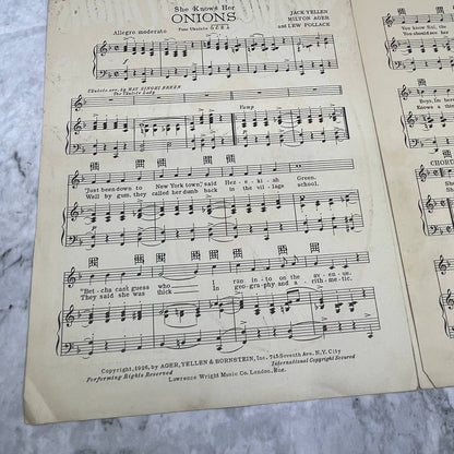 She Knows Her Onions Jack Yellen Milton Ager 1926 Sheet Music TK2-SM4