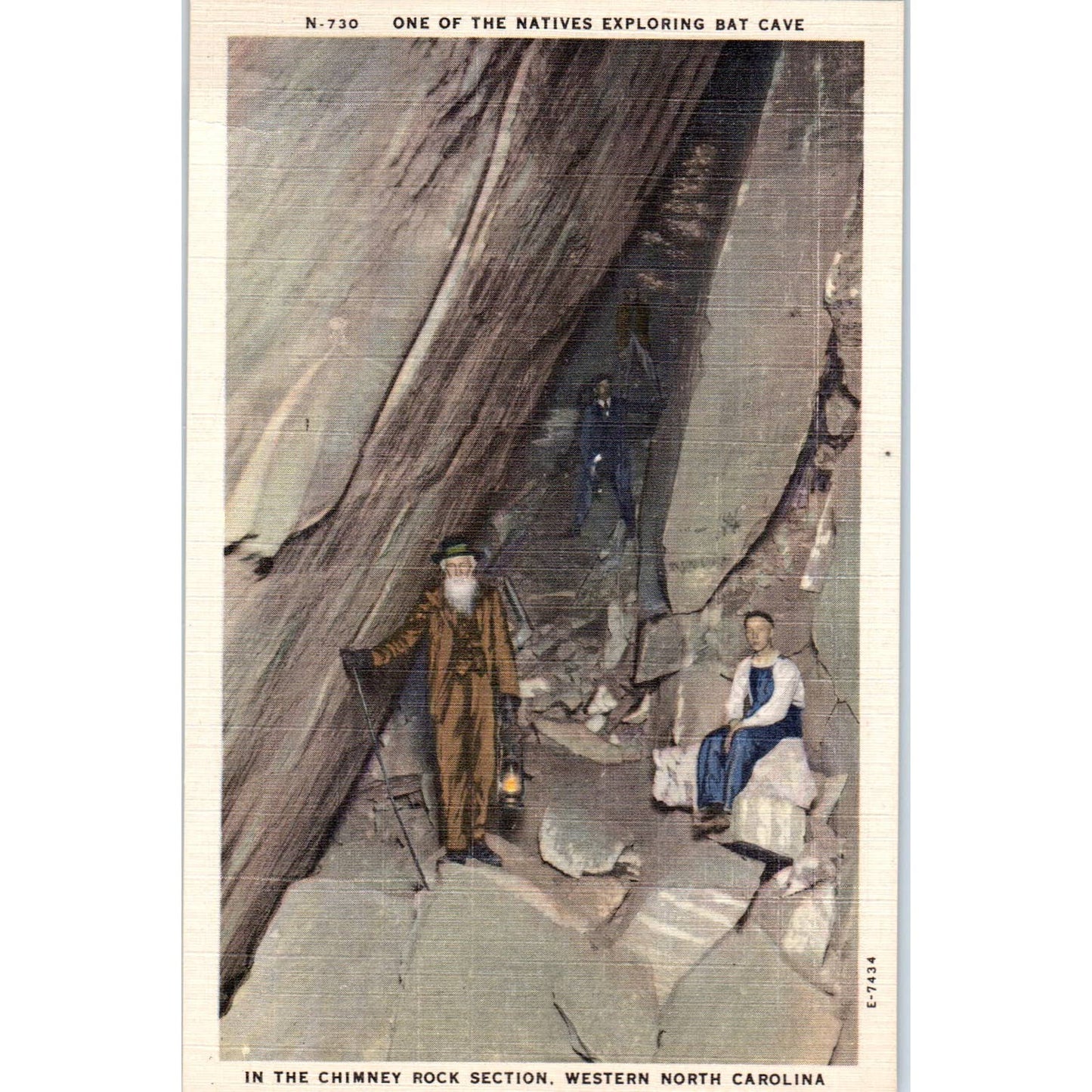 Bat Cave Chimney Rock Western North Carolina Original Postcard TK1-22
