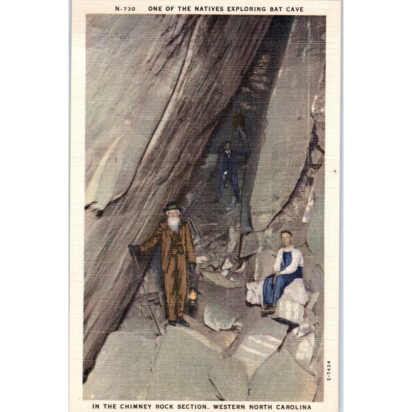 Bat Cave Chimney Rock Western North Carolina Original Postcard P1-14