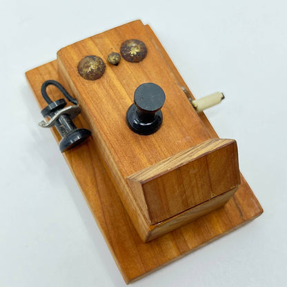 Vintage Handmade Cedar Old Fashioned Telephone Magnet Doll House Furniture TF7-5