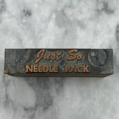 Vintage Printing Letterpress Printers Block Plate Just So Needle Pack TJ55