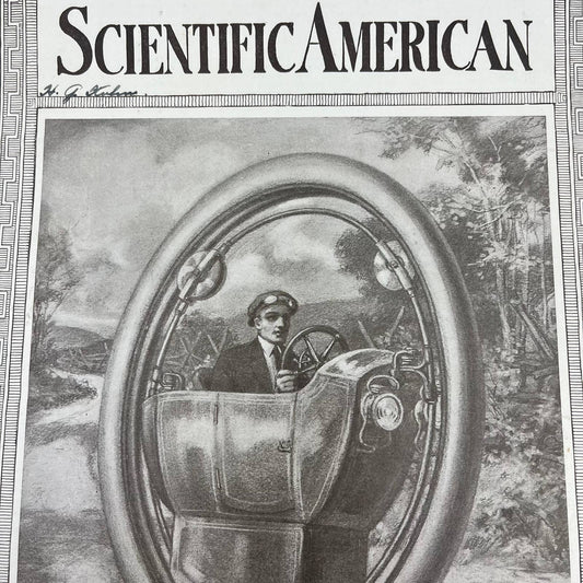 1914 Scientific American February 28 Magazine Unicycle Stabilized Gyroscope TH6