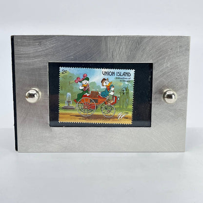 Framed Disney Donald Duck & Daisy Stamp Union Island Antique Car 1989  SD4