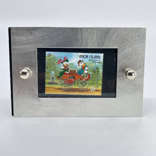 Framed Disney Donald Duck & Daisy Stamp Union Island Antique Car 1989  SD4