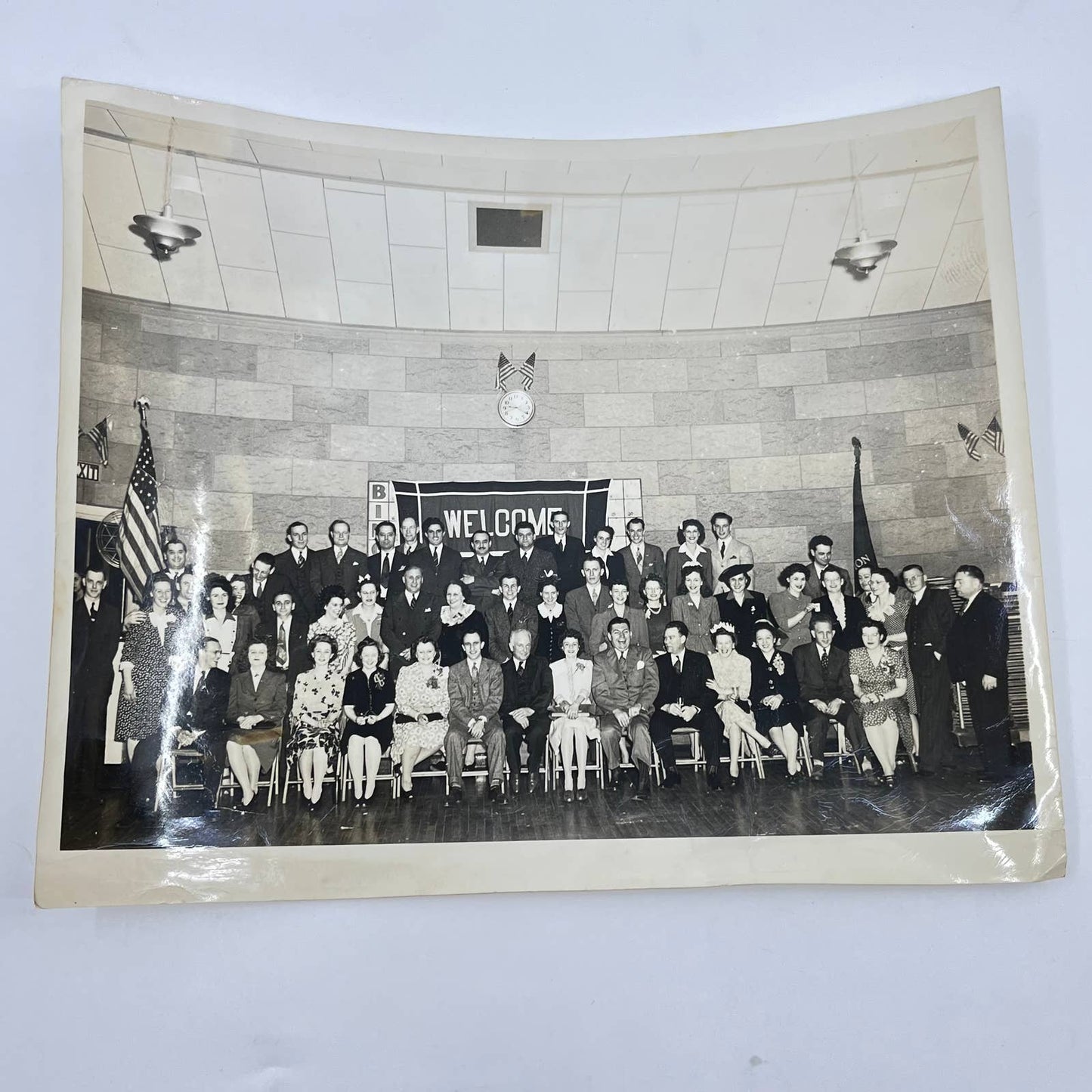 1940s Group Photo Binghamton New York 8x10” Auditorium Gymnasium WITH NAMES D7