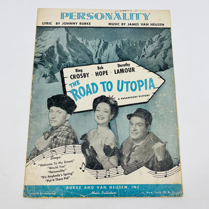 1945 Personality Road to Utopia Bing Crosby Bob Hope Sheet Music V37-4